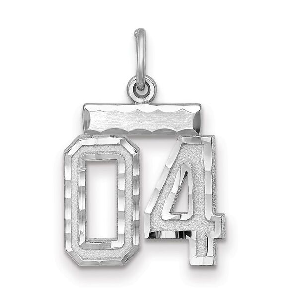 Sterling Silver, Varsity Collection, Small D/C Pendant, Number 04 - Picture 1 of 5